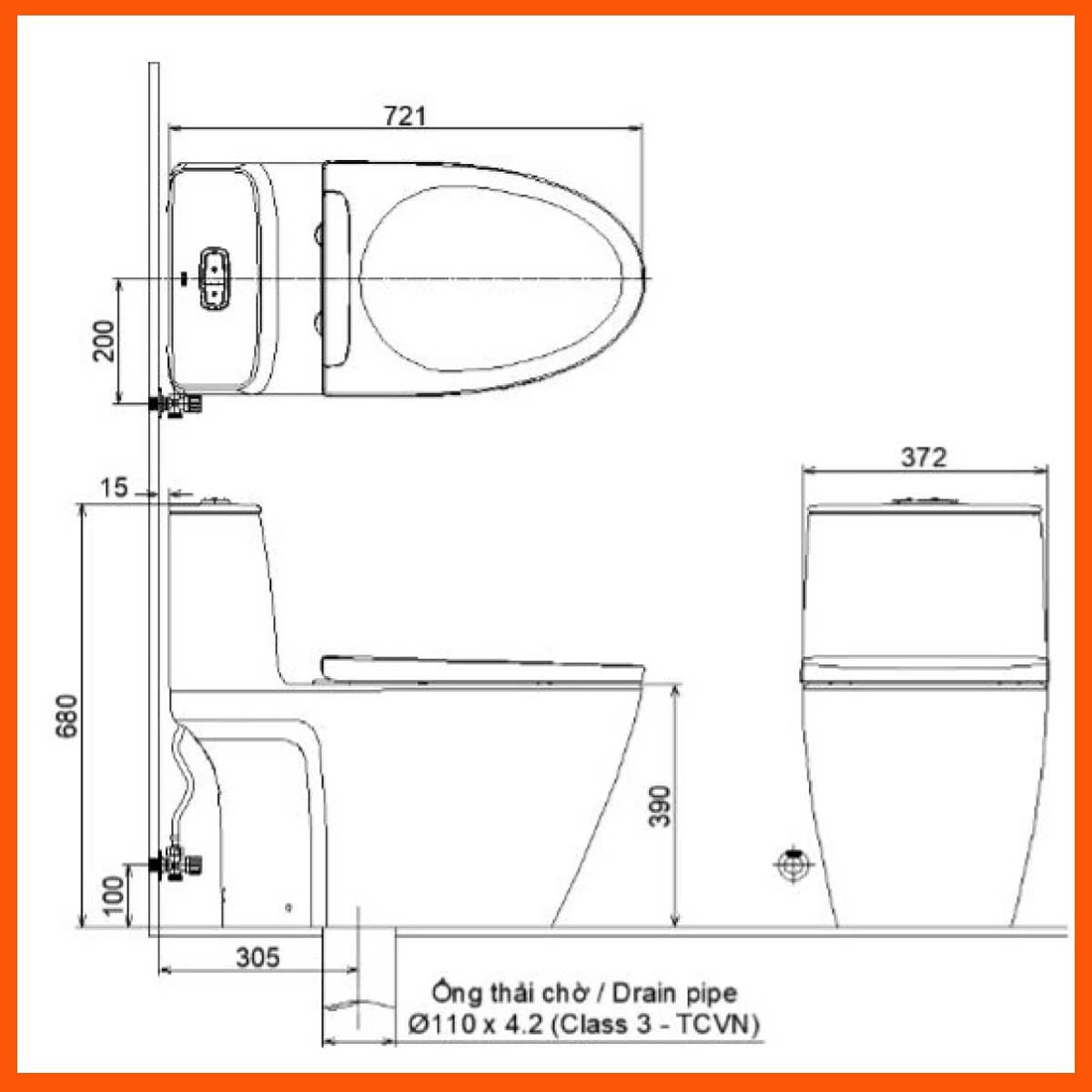Bồn Cầu INAX AC-902VN Bãn vẽ kỹ thuật