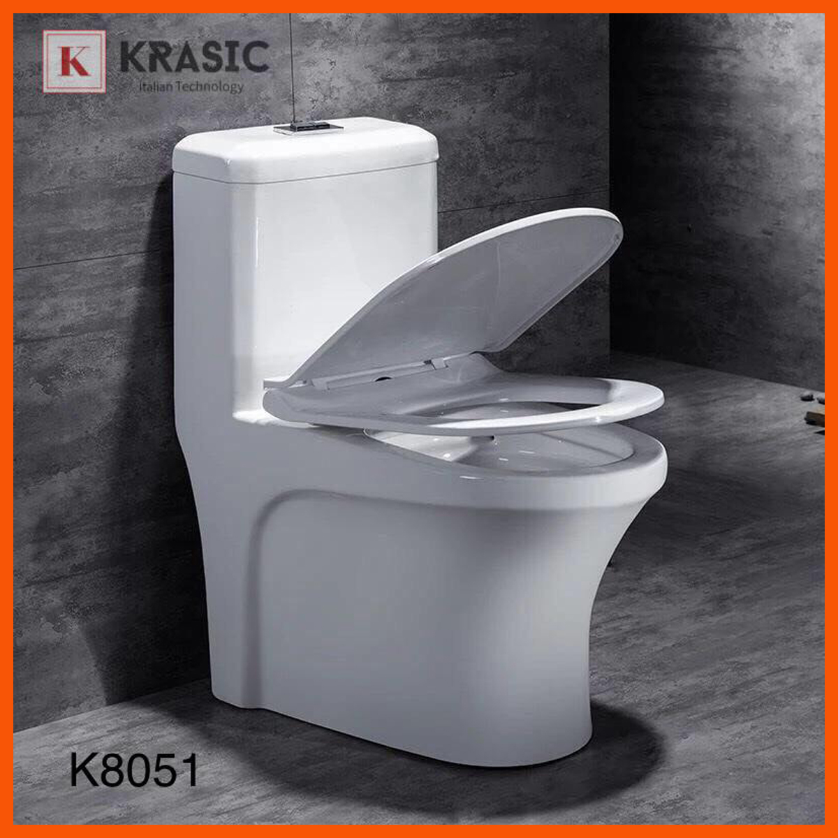 Nắp bồn cầu KRASIC K-8051 chất liệu UF cao cấp, đóng mở êm