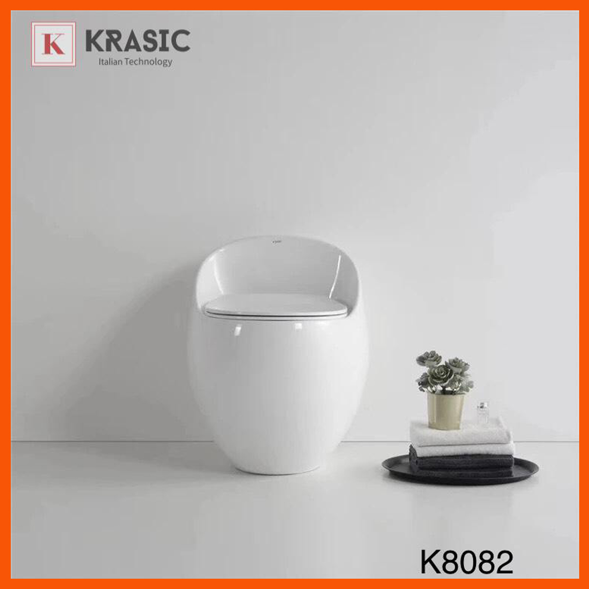 Bồn cầu KRASIC K-8082 kiểu dáng trứng sang trọng, tinh tế