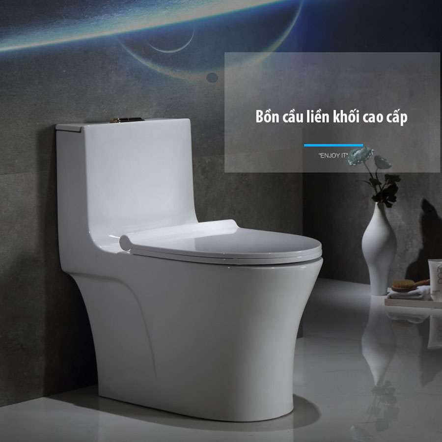 Bồn cầu liền khối RG083 - Men tuyết chống bám bẩn, xả mạnh, tiết kiệm nước, thiết kế hiện đại