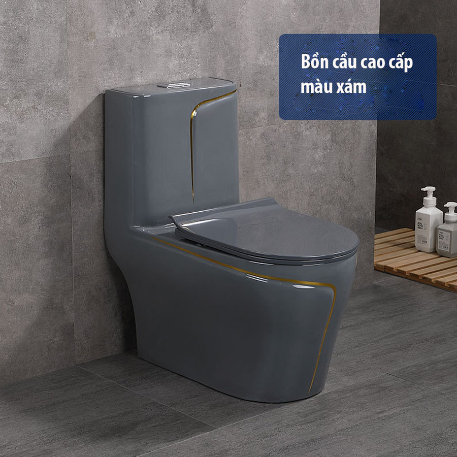Bồn cầu men tuyết màu xám FTF36 – Chống bám bẩn, xả mạnh, tiết kiệm nước