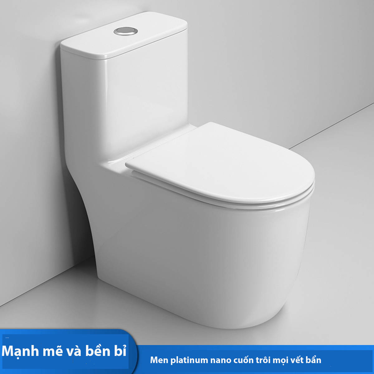 Bề mặt tráng men Nano Platinum giúp bồn cầu LK155 chống bám bẩn, chống ố vàng, dễ lau chùi