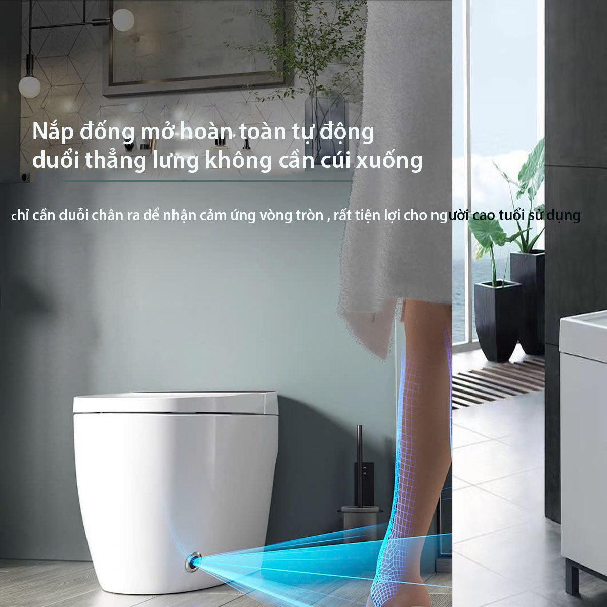 Chế độ tự động mở nắp khi lại gần của bồn cầu thông minh 6942B.