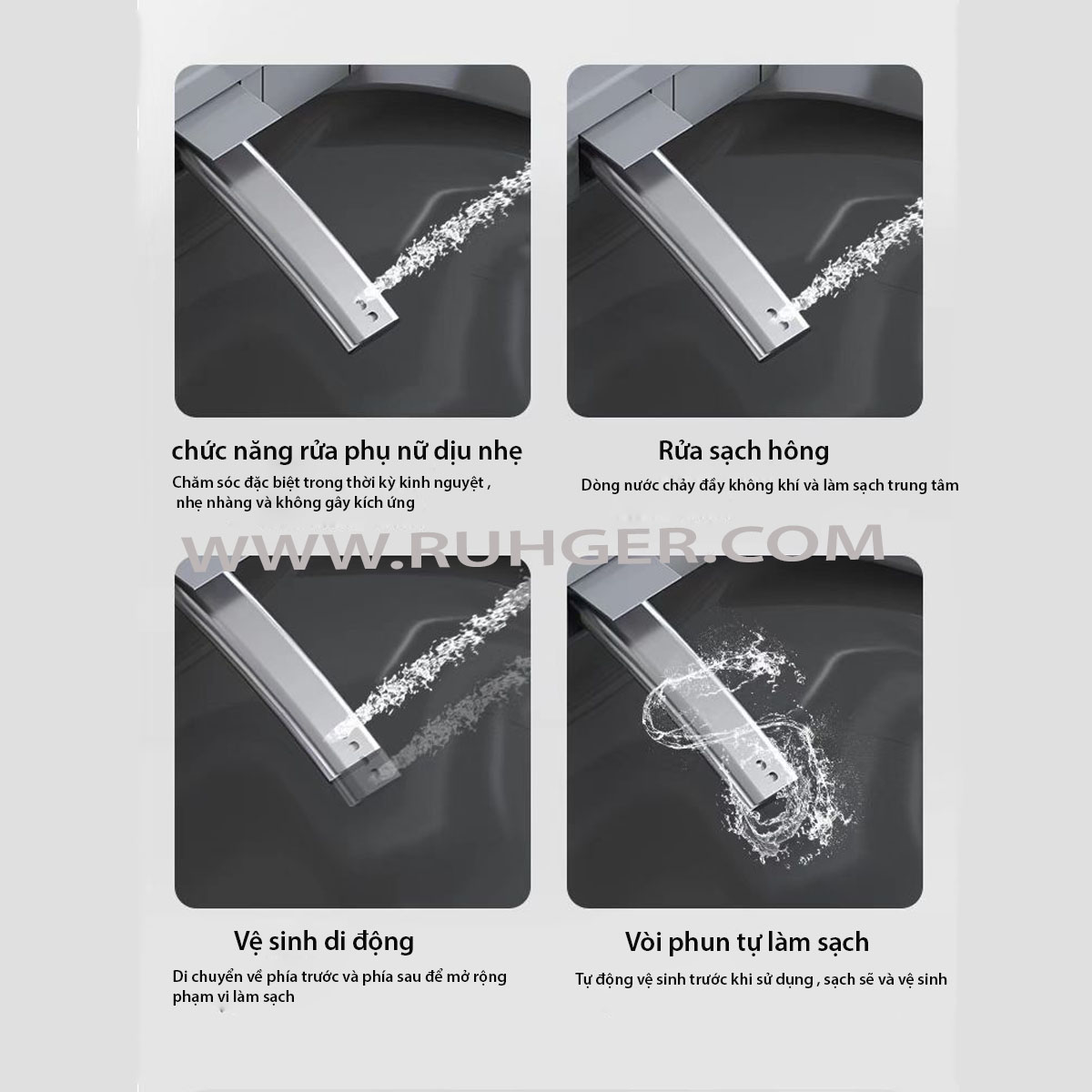 Bồn cầu 6942B với chế độ massage xịt rửa giúp thư giãn và làm sạch hiệu quả