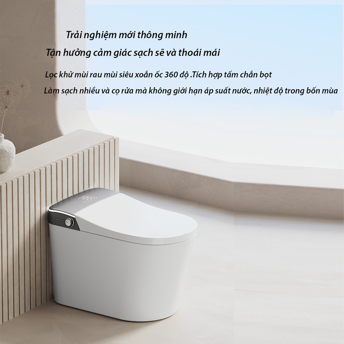 Các tính năng nổi bật của bồn cầu thông minh CR 6944: cảm ứng, sưởi ấm, khử mùi