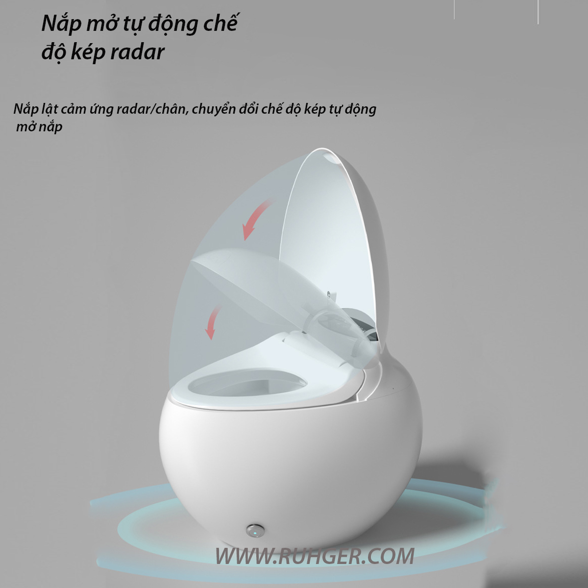 Bồn cầu CR236 tự động mở nắp khi có người đến gần, đóng nắp thông minh