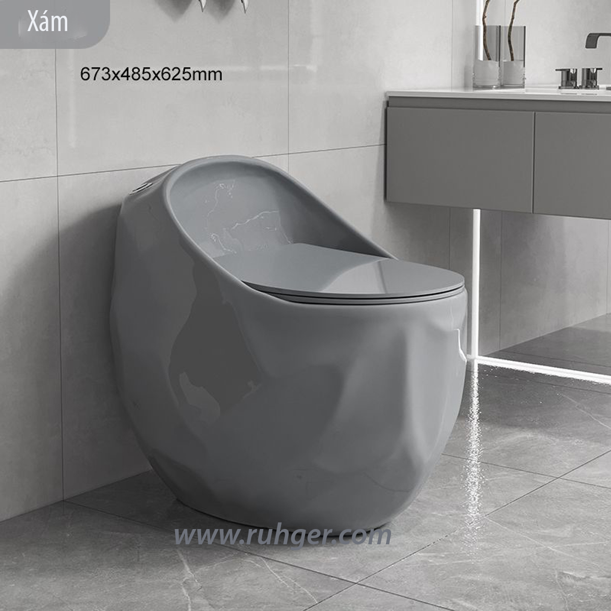 Bồn cầu CR6660 màu xám - Hiện đại, tinh tế, dễ kết hợp nội thất