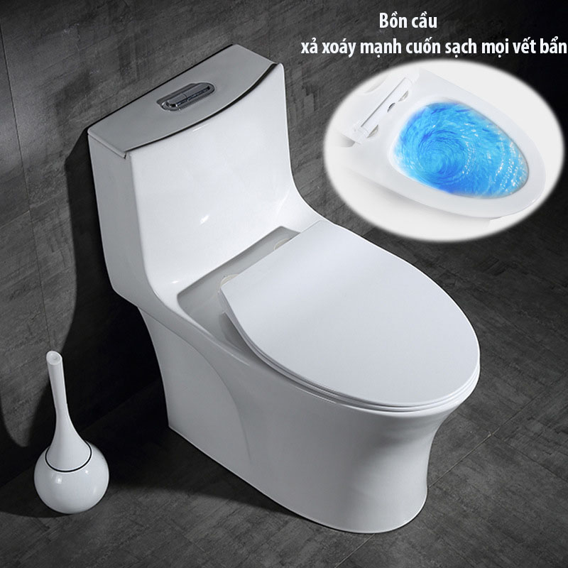 Bồn cầu liền khối Nano RUHGERLUX – Men sứ nano chống bám bẩn, xả xoáy 4 chiều