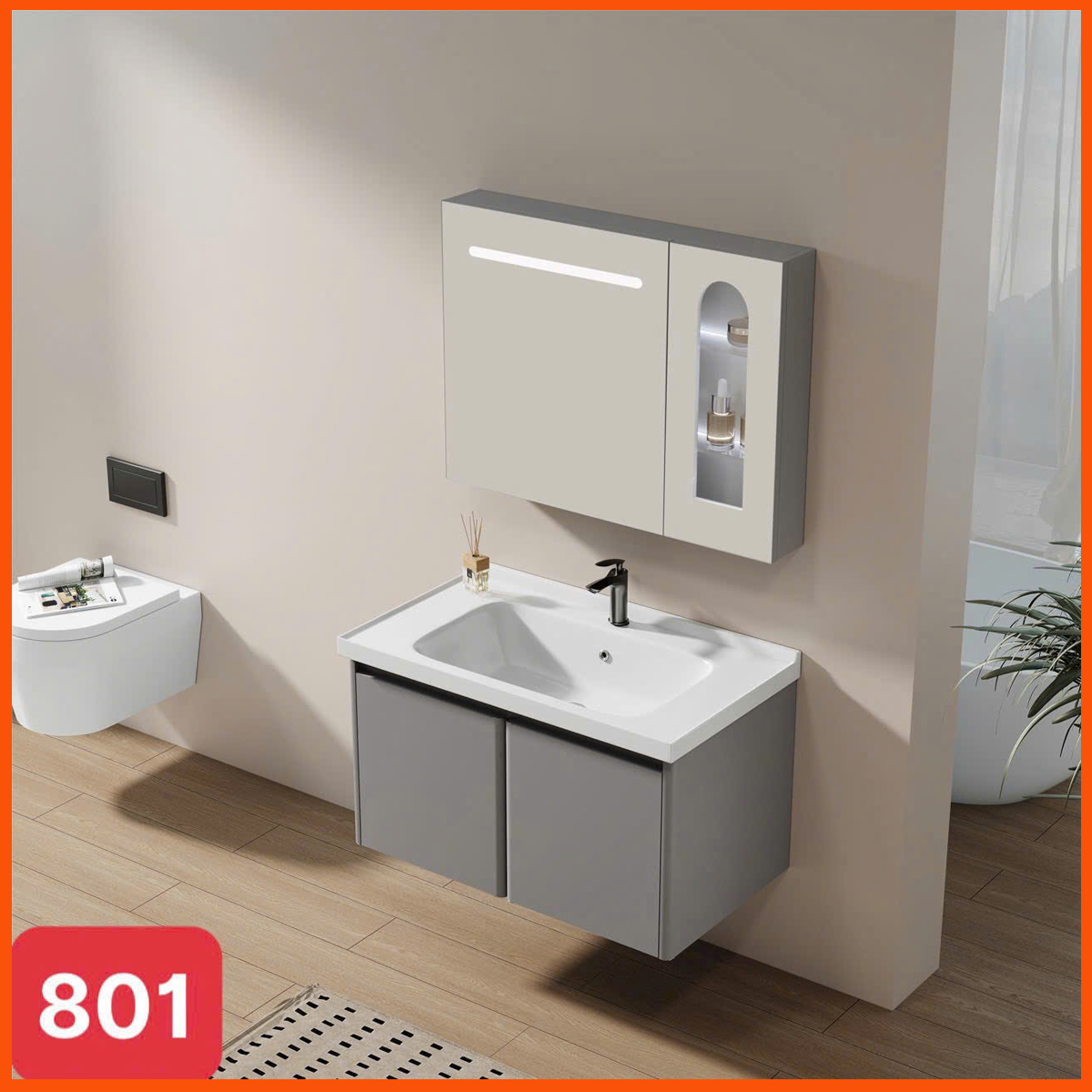 Bồn rửa mặt có tủ 801 inox lõi nhôm tổ ong