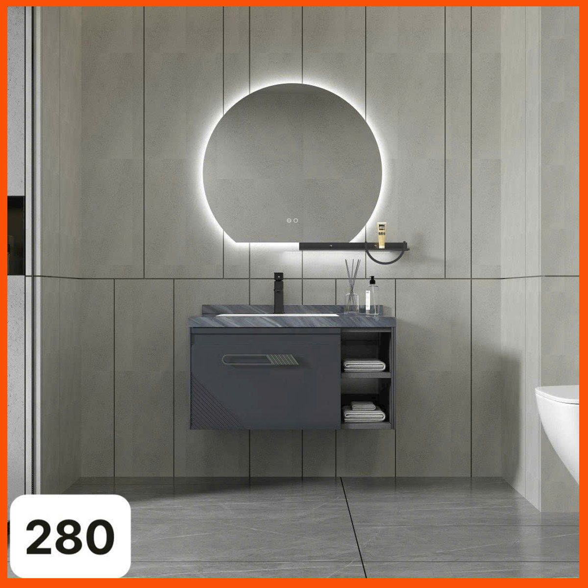 Bồn rửa mặt có tủ phòng tắm 208 gỗ sơn nhiệt, thiết kế hiện đại, tiện lợi cho mọi không gian