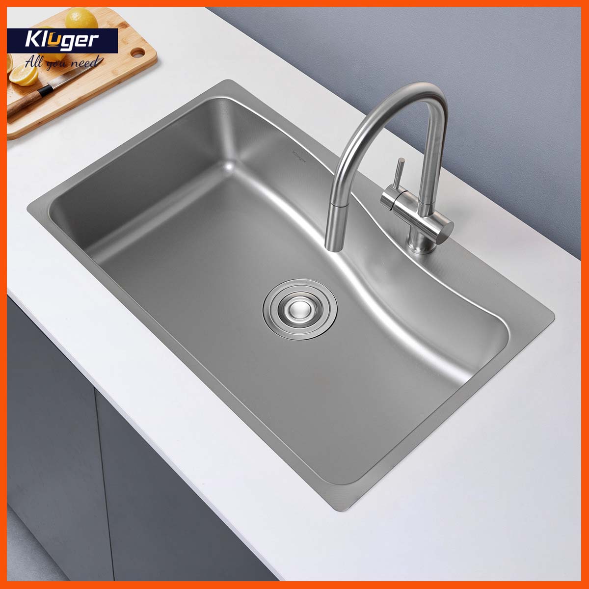 Bề mặt LINEN chống trầy xước, chống bám bẩn của chậu rửa bát Kluger KF8131FS