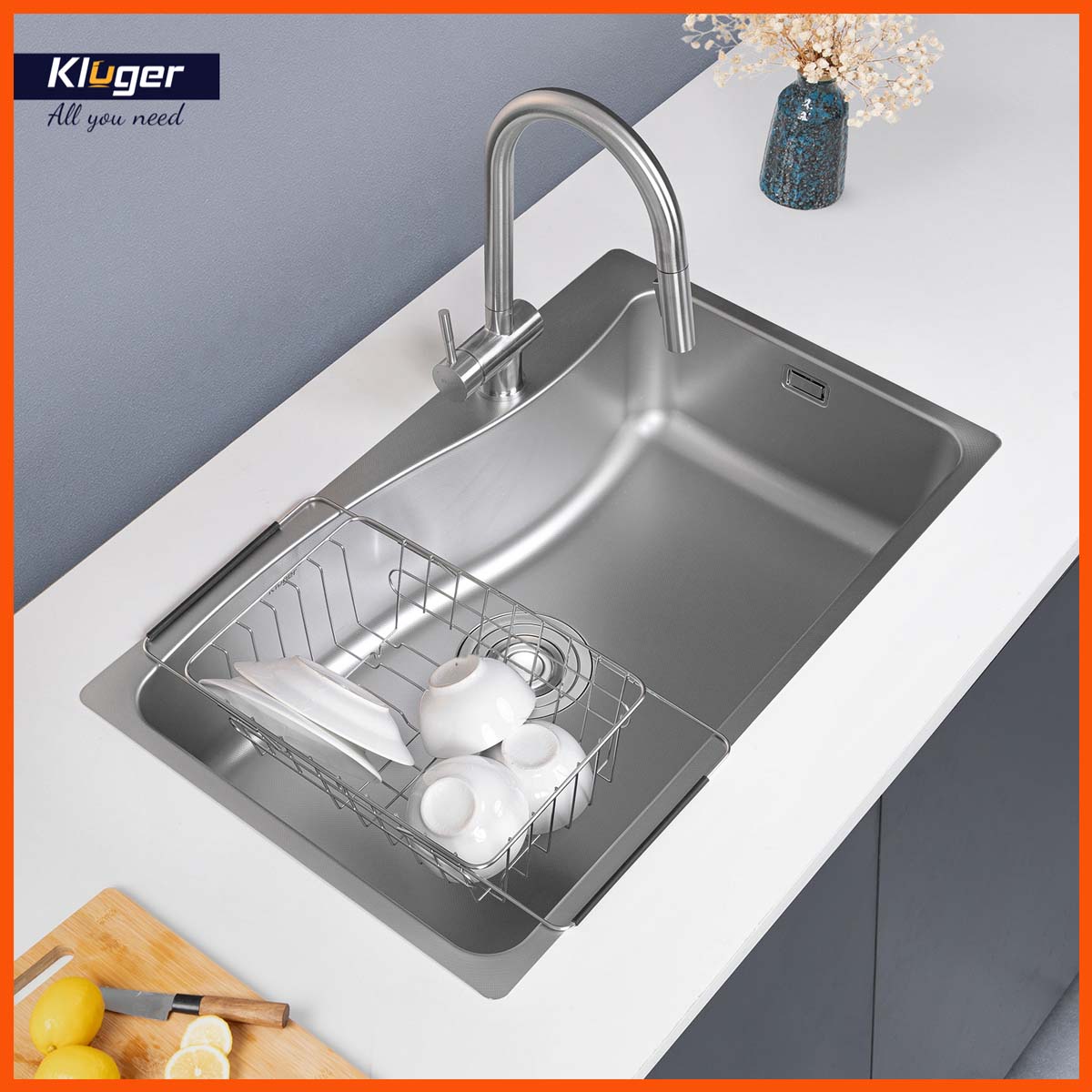 Chậu rửa Kluger KF8131FS lắp đặt dương bàn, kiểu dáng gọn gàng, sang trọng