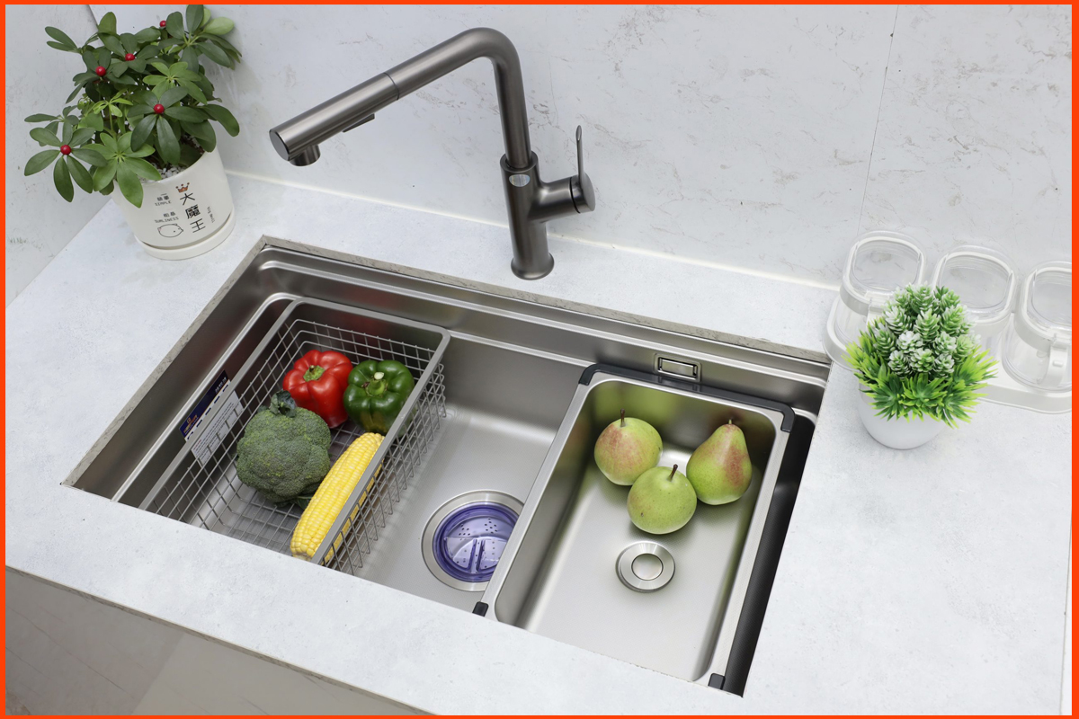 Chậu rửa bát KP – CR02 – 7745AMG inox 304 phủ Nano, chống xước, chống bám bẩn