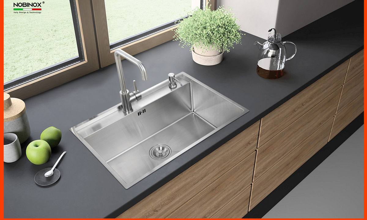 Chậu Rửa Bát NoBiNox NJ557 làm từ inox 304 cao cấp, chống gỉ, sáng bóng