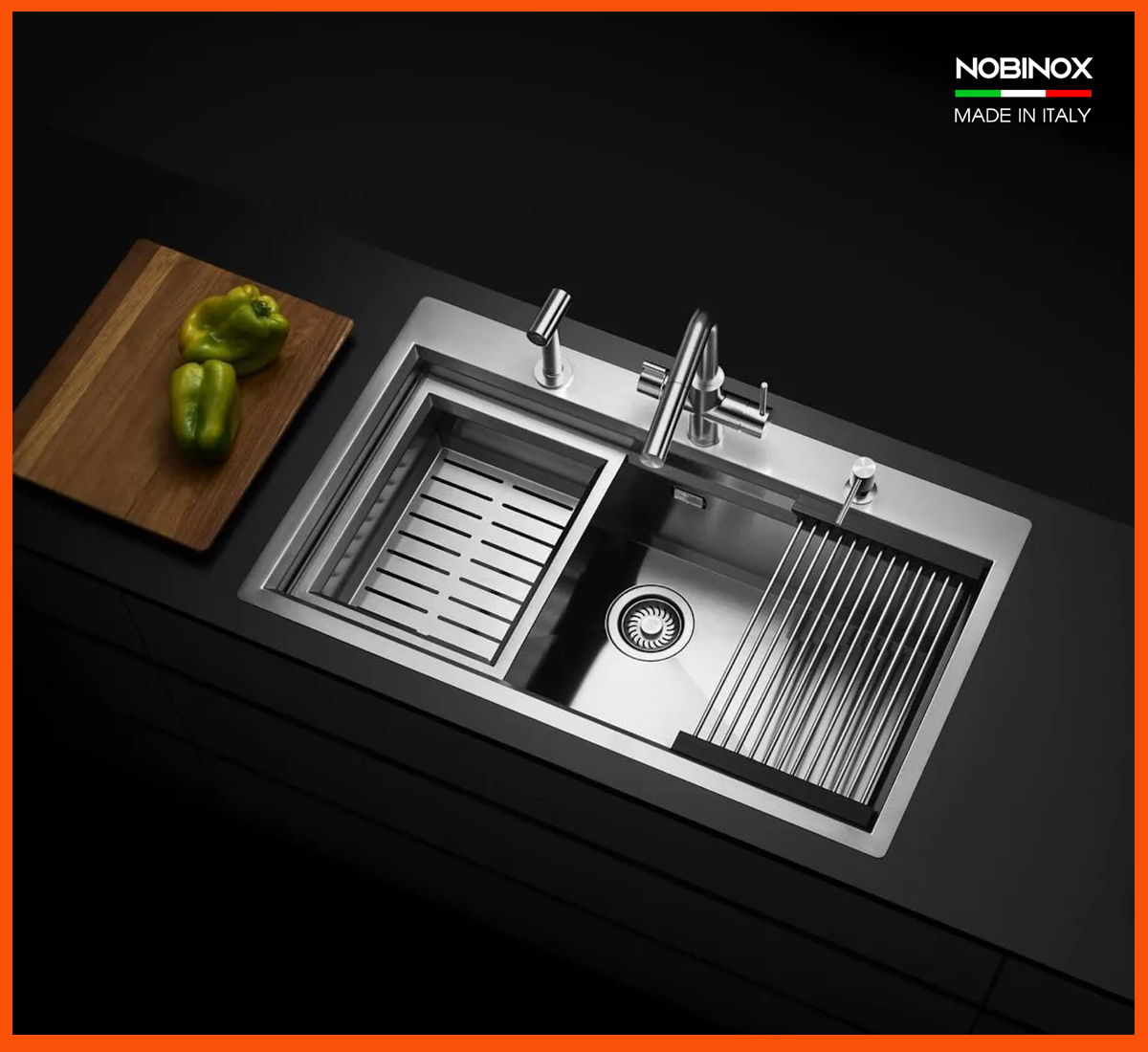 Chậu Rửa Bát NoBiNox NT685T tích hợp gờ trượt SLIDE thông minh tiện dụng