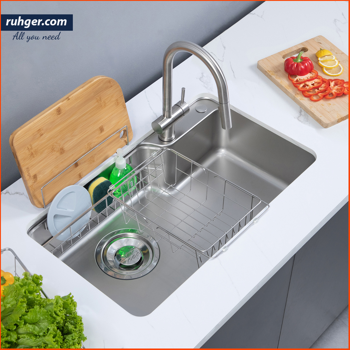 Chậu rửa bát Kluger KH8048SL Plus lắp đặt âm bàn tinh tế, tiết kiệm diện tích