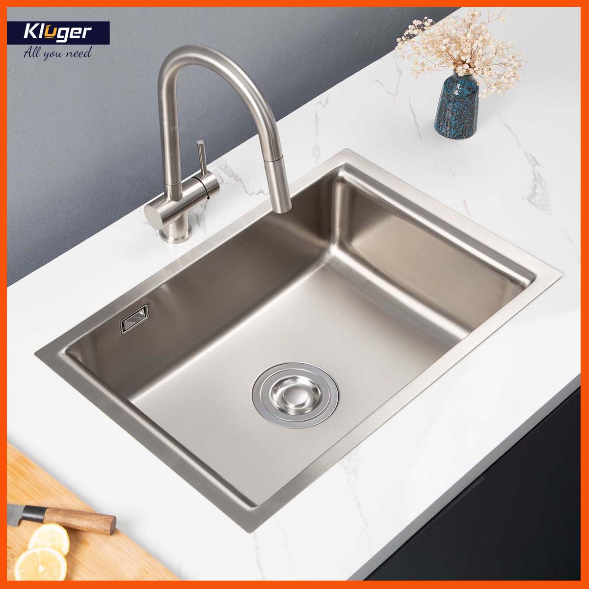 Chậu Rửa Bát Kluger KU8121S – S68 1 hố lòng sâu, không vách ngăn