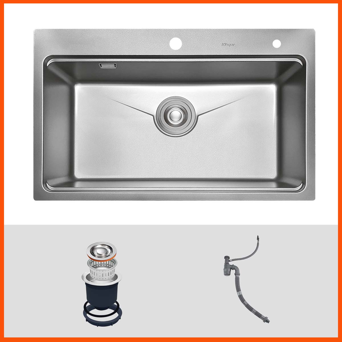 Chậu rửa bát Kluger KW8181FS – S81 inox 304, 1 hố rộng, thiết kế hiện đại, dễ vệ sinh