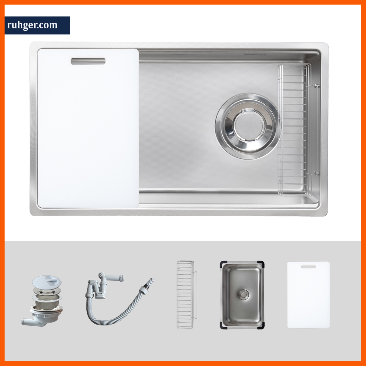 Chậu rửa bát Kluger KY8045SL Plus Super Line inox 304, thiết kế vuông sang trọng