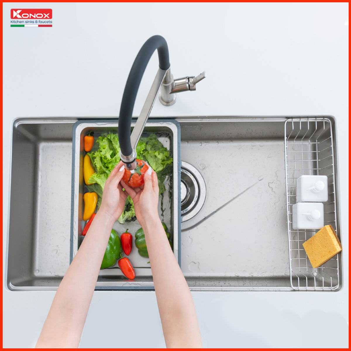 Chậu rửa bát konox TARI 8748SR phong cách Nhật Bản, thiết kế hiện đại