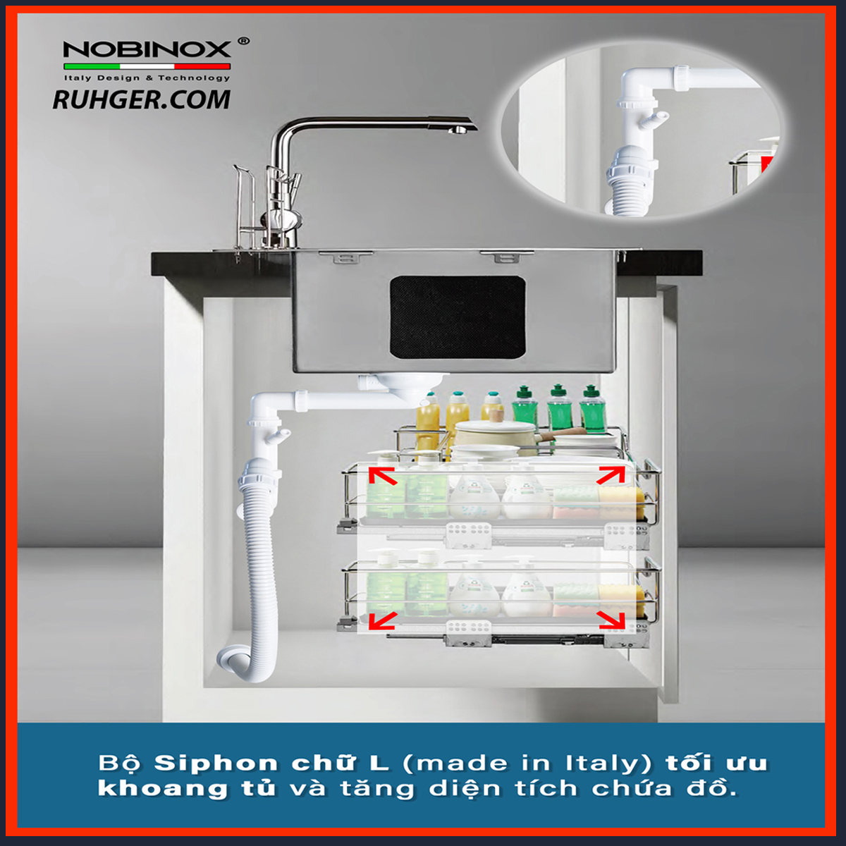 Hệ thống Siphon Italy chất lượng cao chống mùi và rò rỉ nước