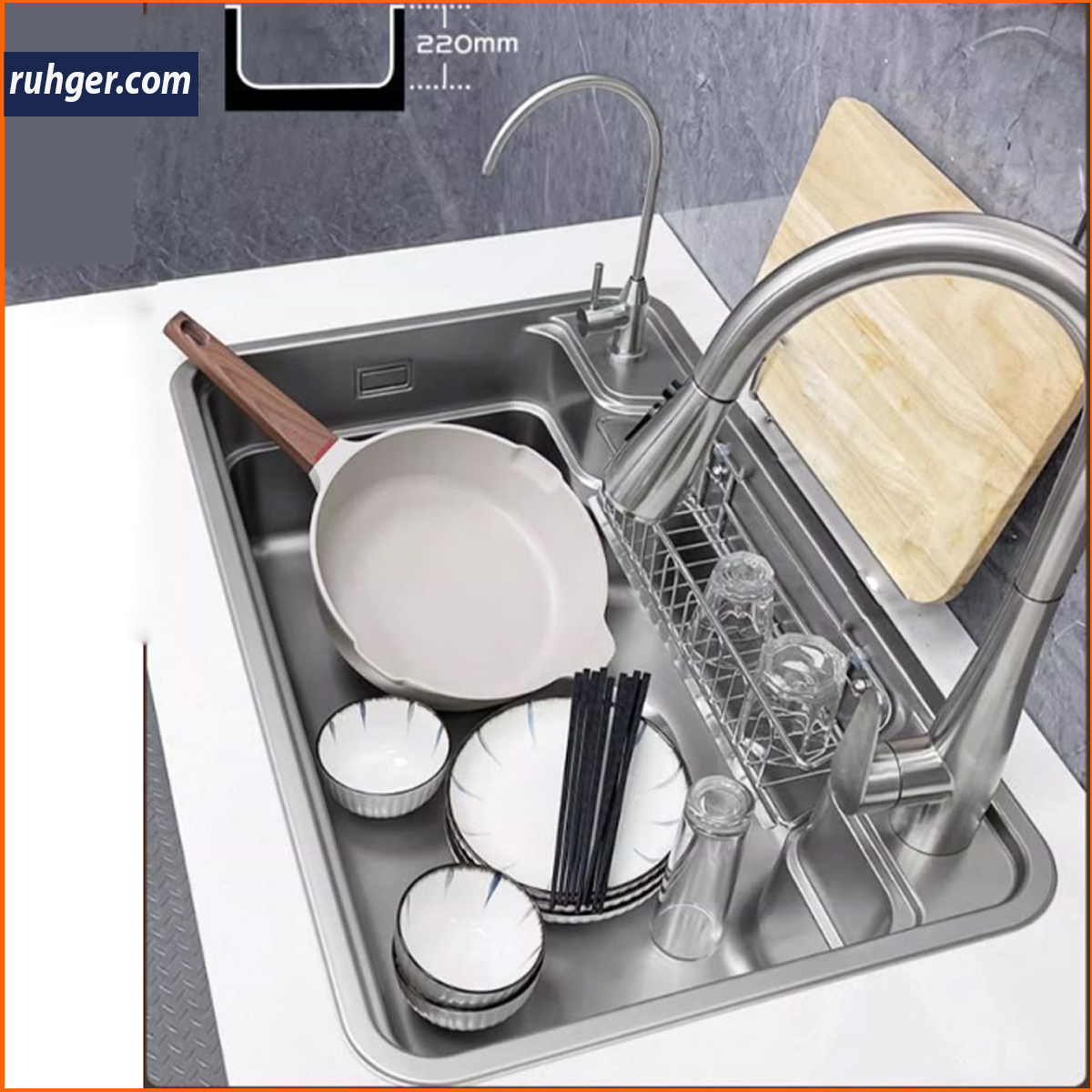 Chậu rửa bát SKL7848 lắp dương bàn giúp dễ dàng thao tác, phù hợp nhiều phong cách bếp