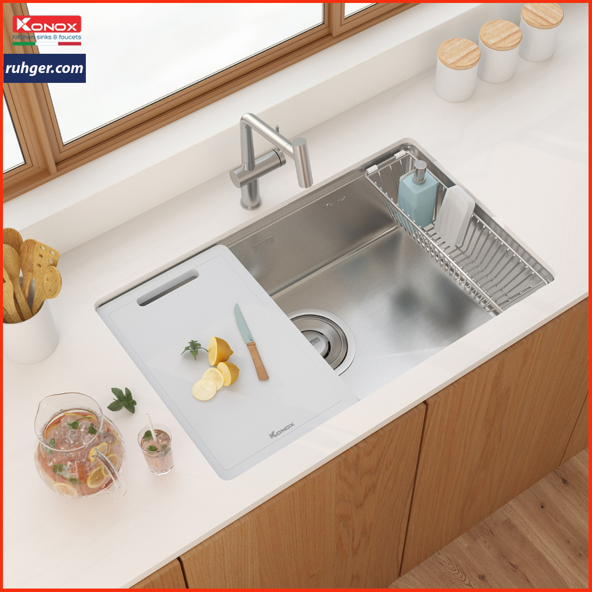 Chậu rửa bát âm bàn inox 304 TARI 7648SR chính hãng, thiết kế hiện đại, chống trầy xước