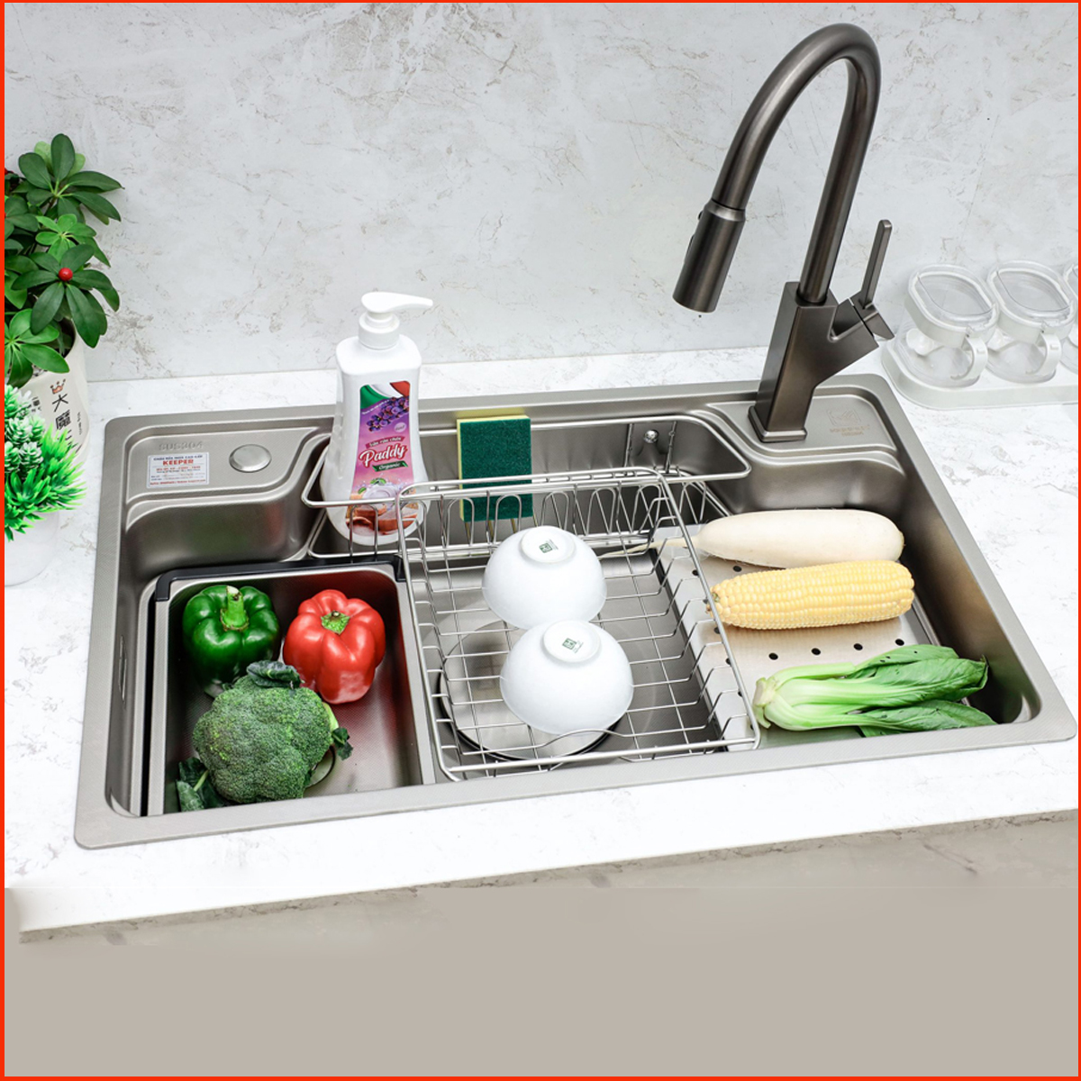 Chậu rửa bát Keeper KP – CR02 – 7848 trang bị công nghệ Nano Ag+ kháng khuẩn, ngăn vi khuẩn, bảo vệ sức khỏe