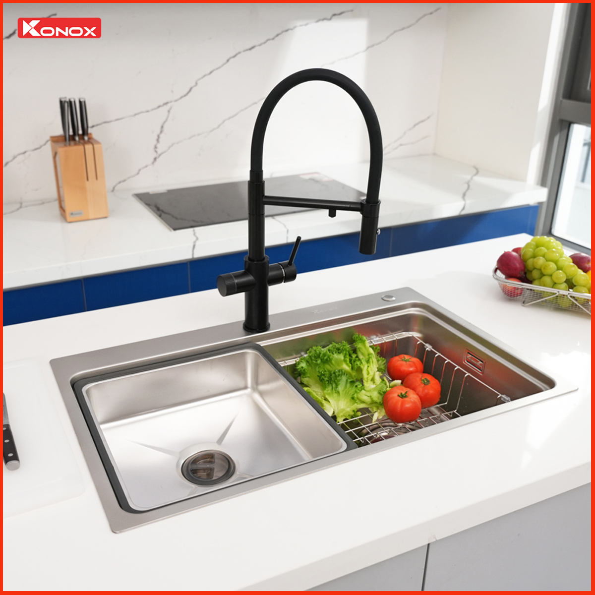 Phụ kiện đi kèm chậu rửa bát Konox KN8048TS Dekor