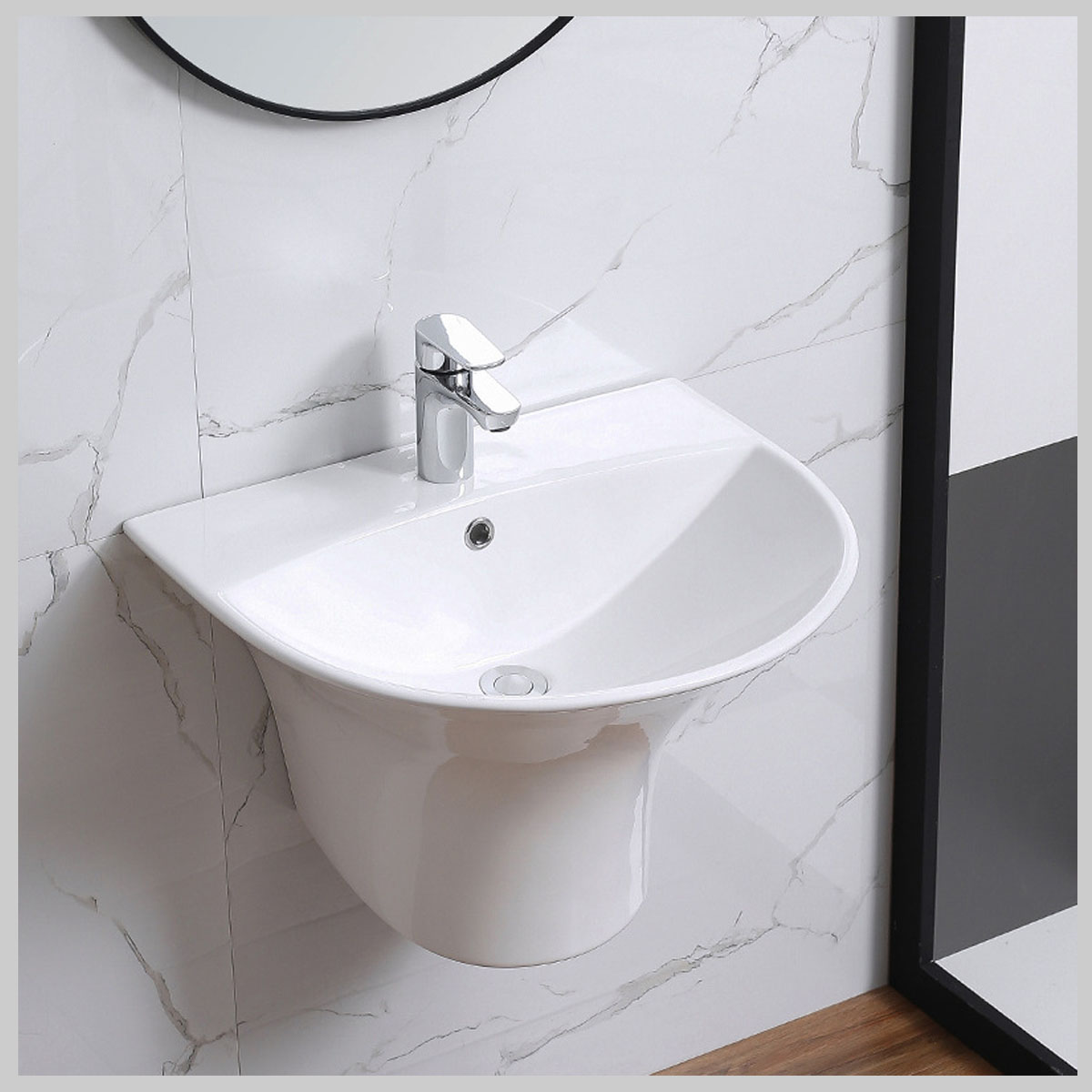 Chậu rửa mặt treo tường sứ cao cấp, thiết kế hiện đại, chống bám bẩn