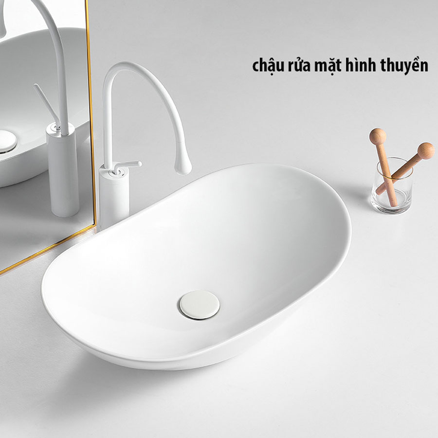 Chậu rửa sứ cánh thuyền SKL16 – Thiết kế sang trọng, phù hợp phòng tắm hiện đại