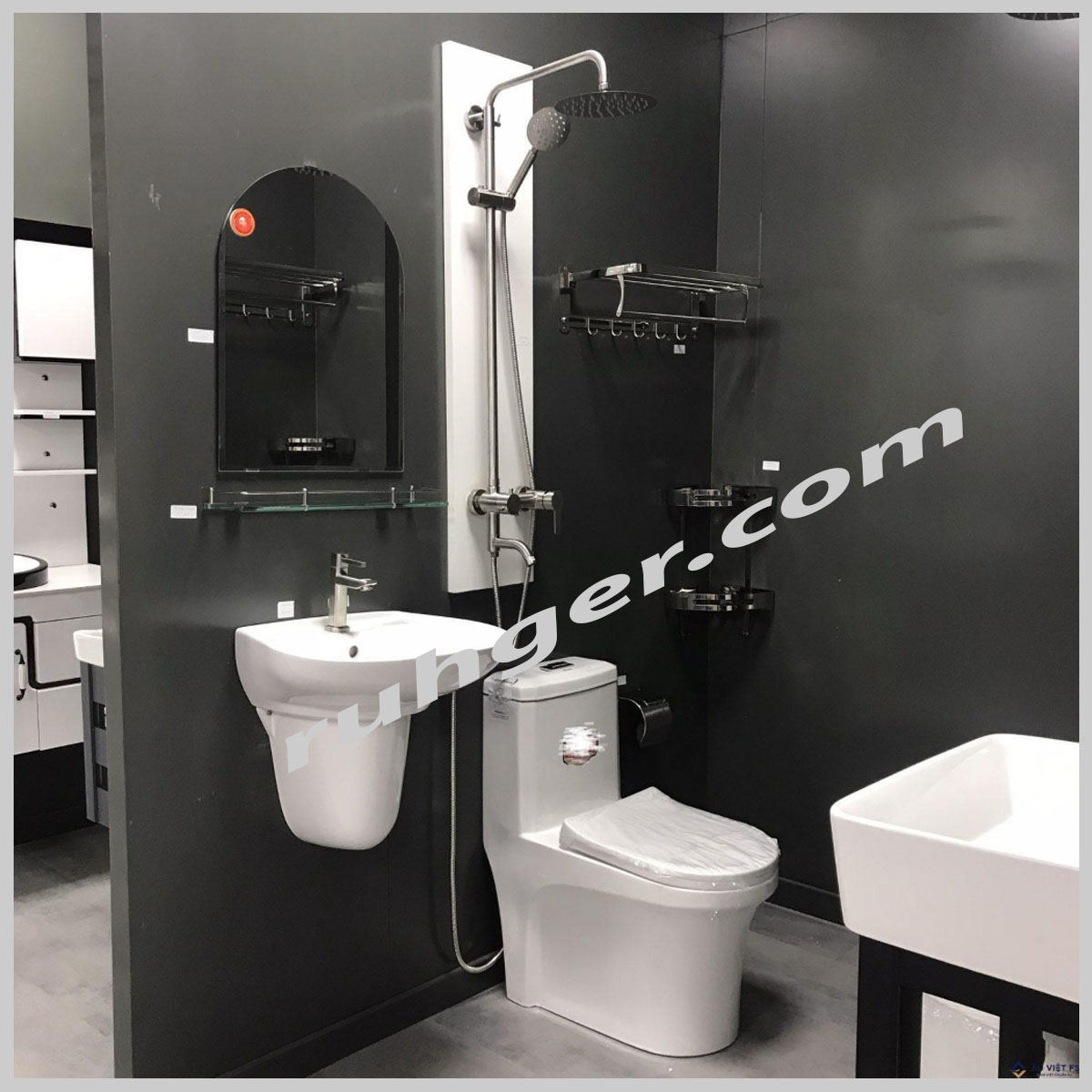 Combo nhà tắm CB202 gồm 9 món thiết bị vệ sinh cao cấp, thiết kế đồng bộ, giá tốt