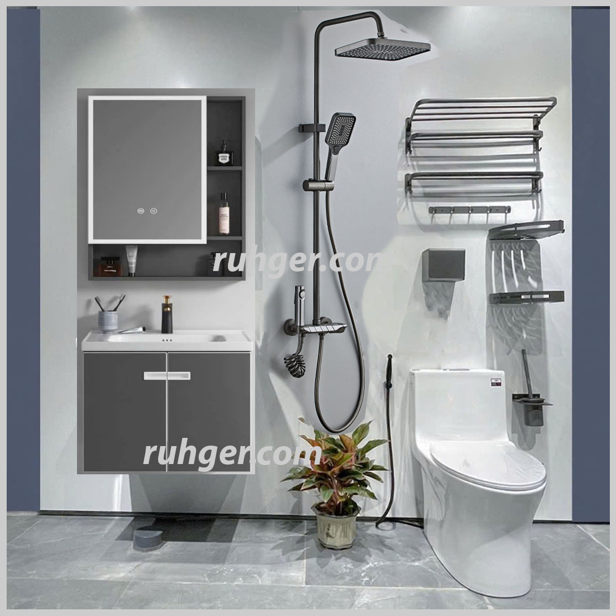 Combo thiết bị vệ sinh CB89 gồm 10 món cao cấp – thiết kế đồng bộ, tiện nghi, sang trọng