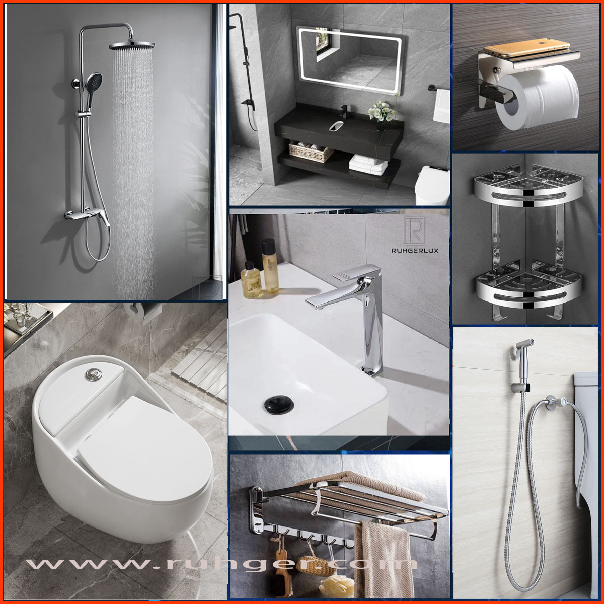 Combo thiết bị vệ sinh phòng tắm RGL77 - Bộ sản phẩm cao cấp, đầy đủ tiện nghi