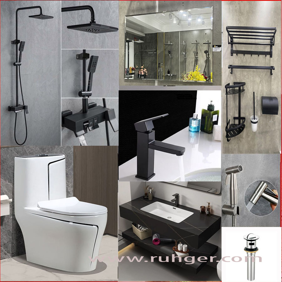 Combo thiết bị vệ sinh phòng tắm SKL03 – Bộ 10 món cao cấp gồm bồn cầu men tuyết, sen tắm phím đàn, bàn đá chậu sứ, gương tráng bạc, vòi lavabo, phụ kiện nhôm tĩnh điện, xịt vệ sinh inox 304