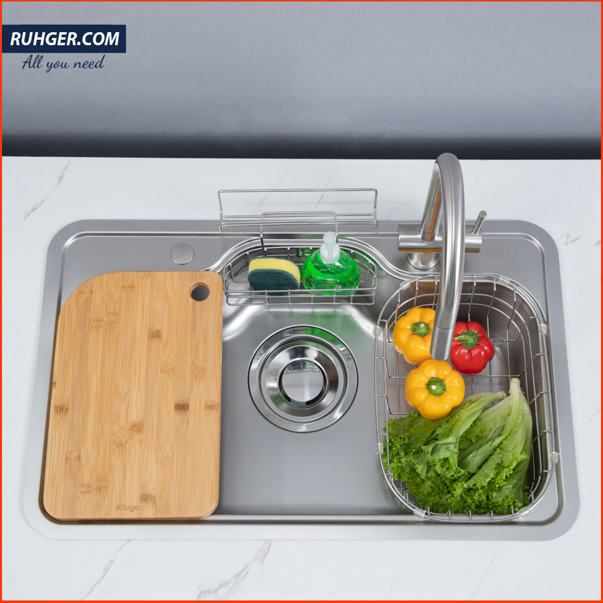 Chậu rửa bát Kluger KT8050SL Plus ép khuôn liền khối, không mối hàn