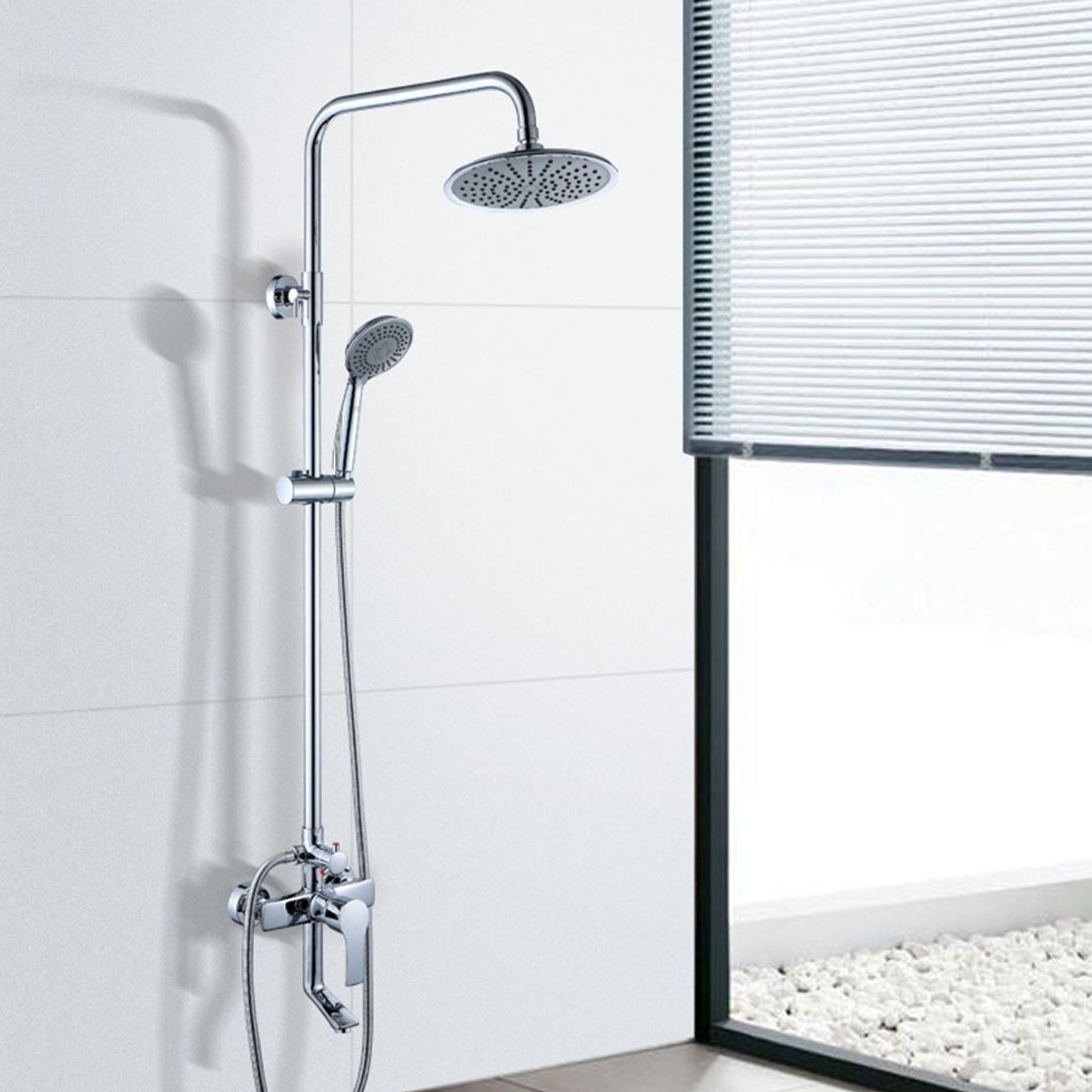 Bộ sen tắm đứng đồng mạ crome cao cấp, thiết kế tròn mềm mại, nước nóng lạnh, áp lực mạnh