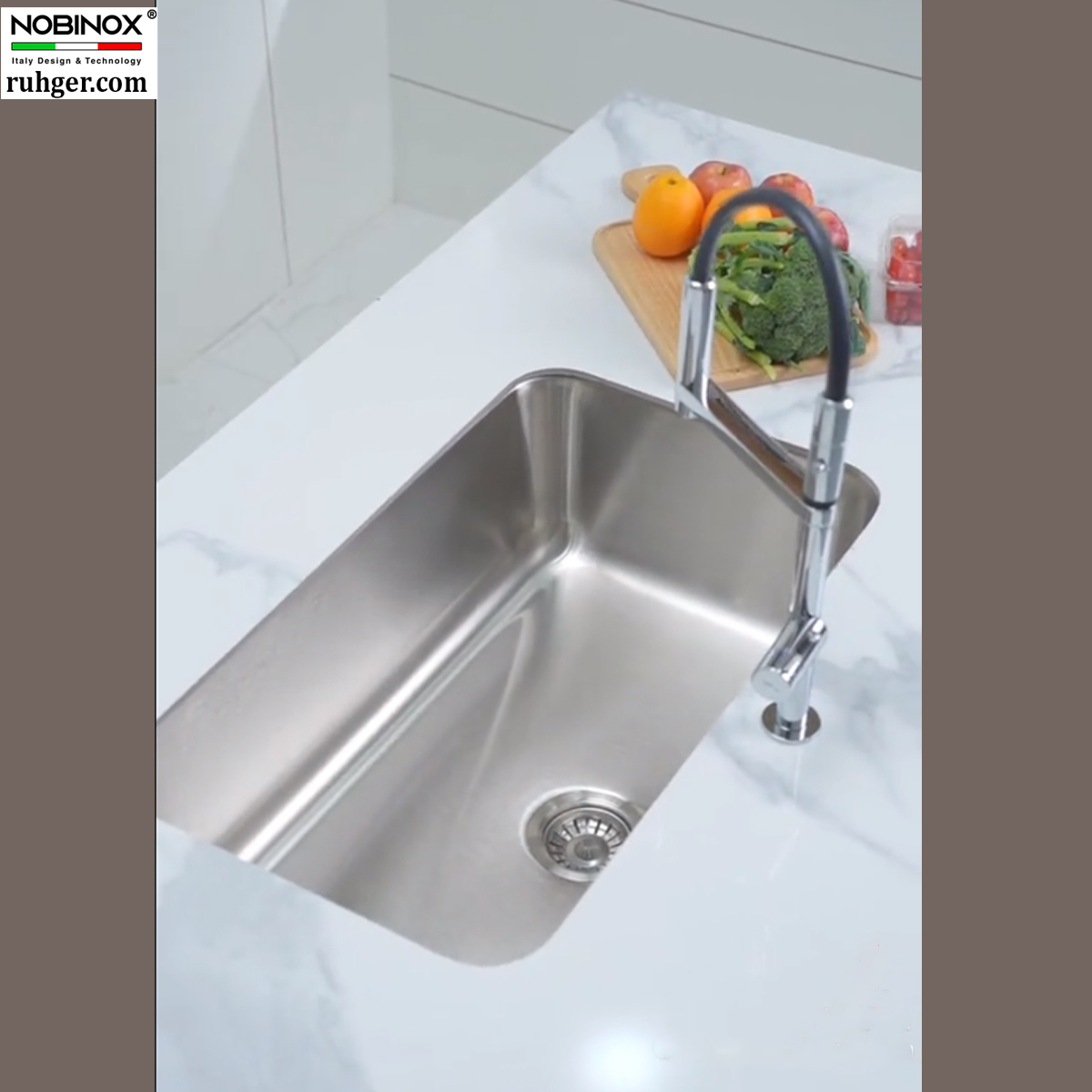 Thiết kế góc bo tinh tế, lòng chậu sâu, hiện đại phù hợp bếp sang trọng