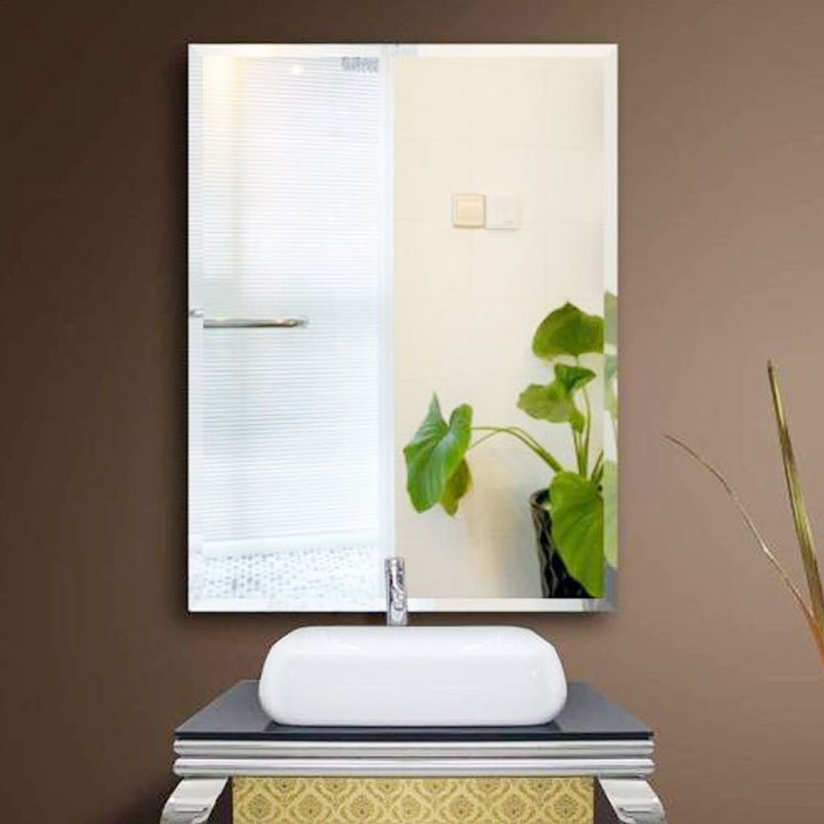 Gương soi phòng tắm 500x700mm tráng bạc cao cấp, chống ố mốc, phản chiếu rõ nét, thiết kế hiện đại