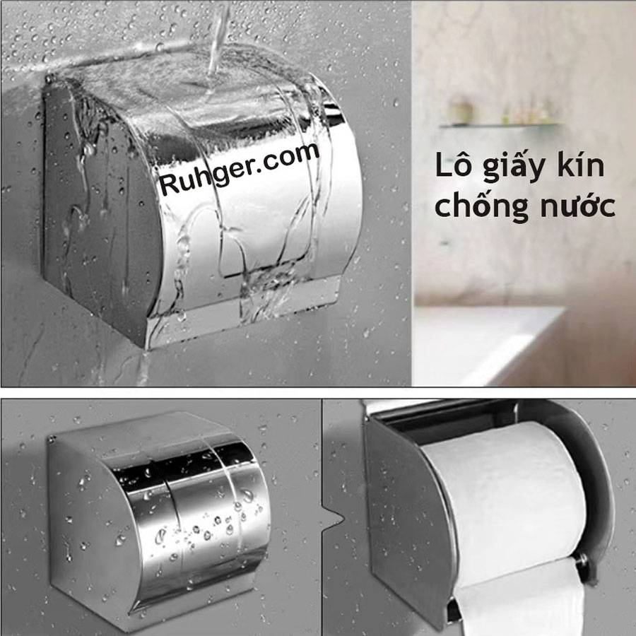 Lô giấy vệ sinh chống nước – Thiết kế kín, bảo vệ giấy khỏi hơi ẩm, dễ lắp đặt, chất liệu cao cấp bền đẹp