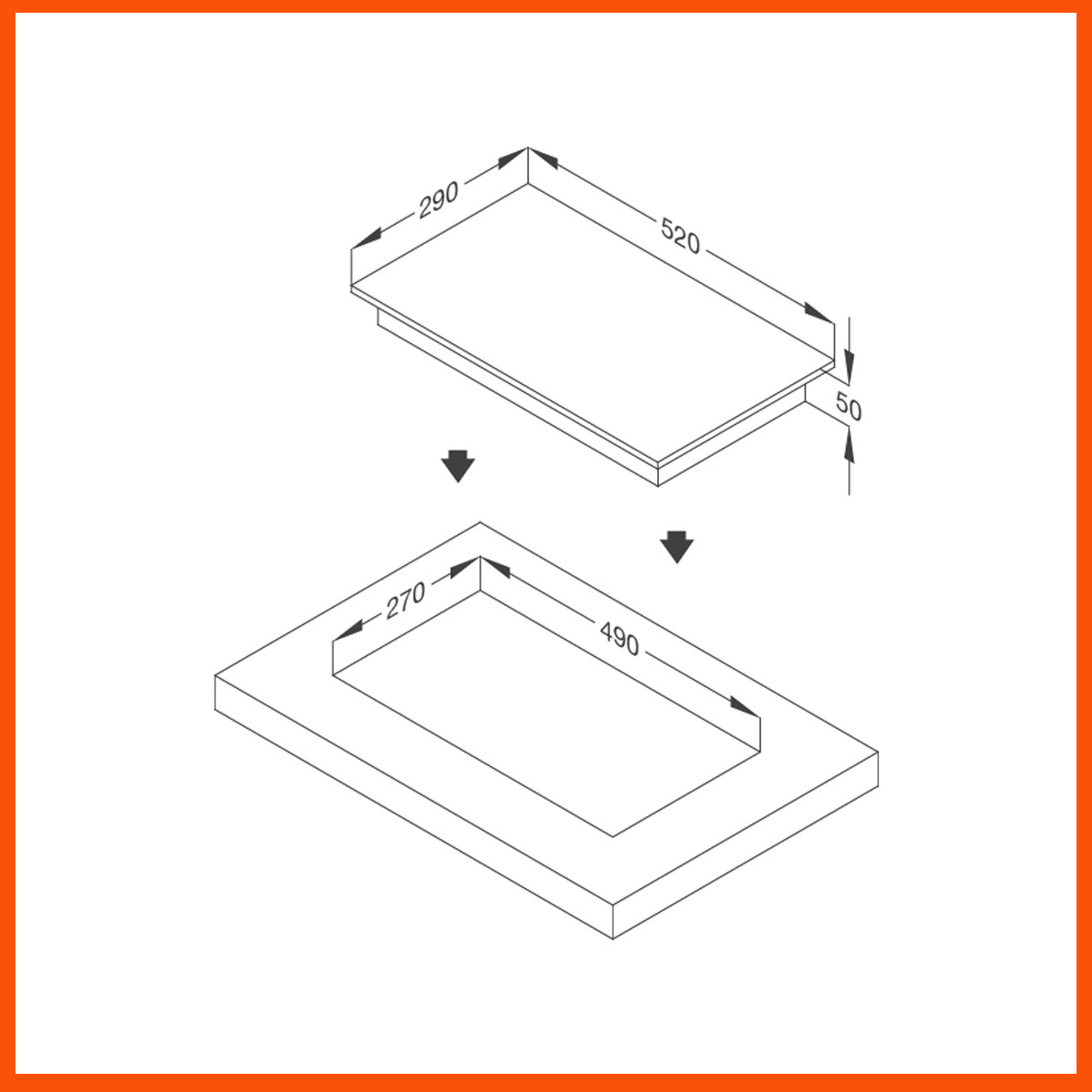 Kích thước lắp đặt âm bàn tiêu chuẩn cho bếp MDR 301
