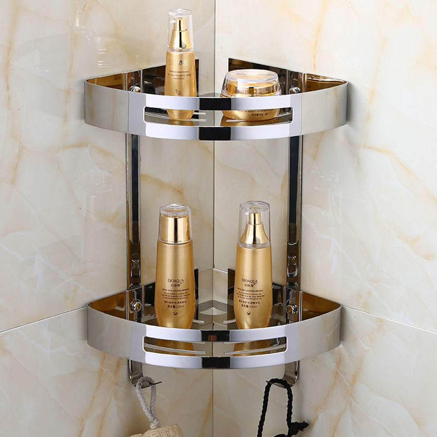 Kệ góc 2 tầng giúp tối ưu không gian phòng tắm nhỏ gọn