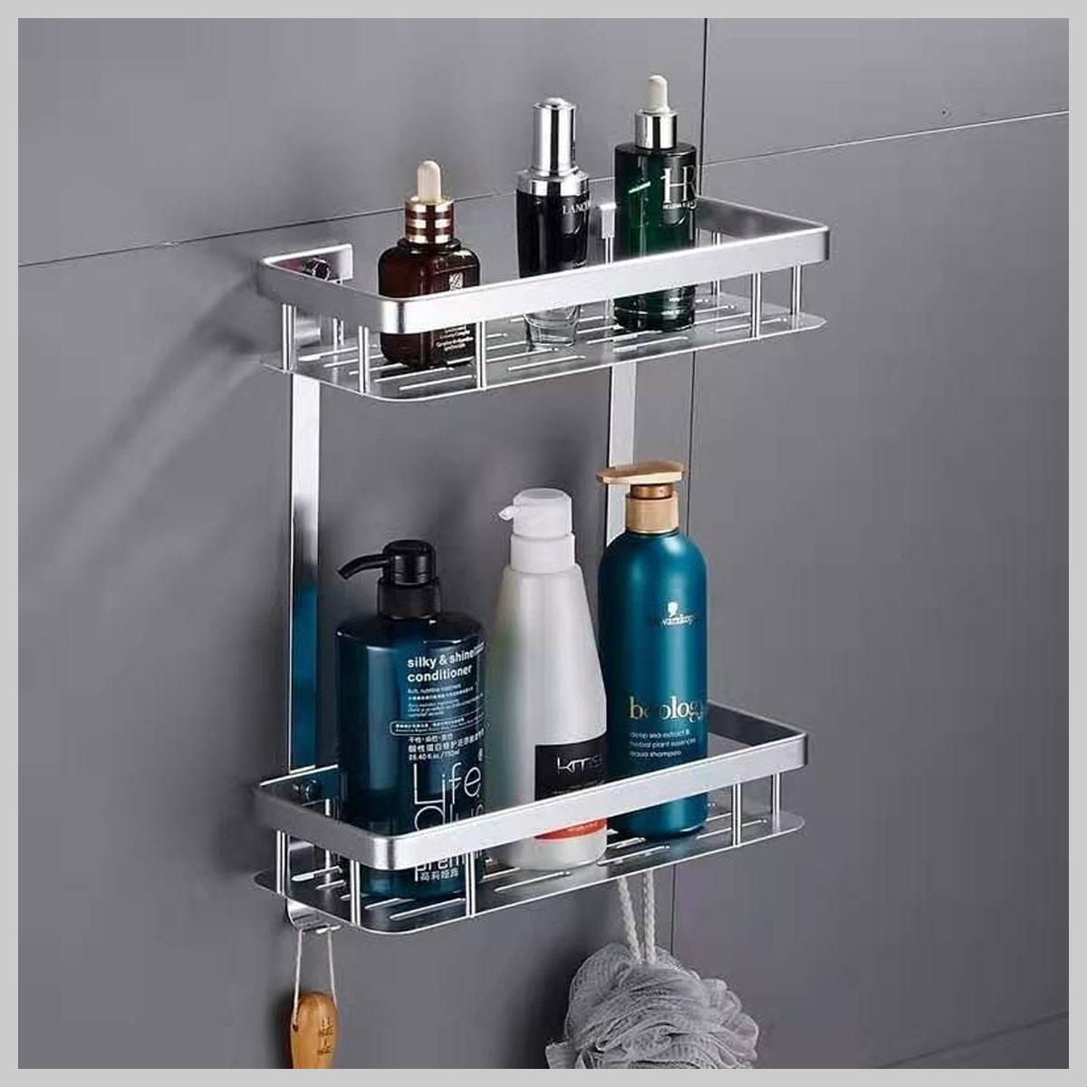 Kệ thẳng inox treo tường phòng tắm CB28, lưu trữ đồ dùng gọn gàng, chống gỉ