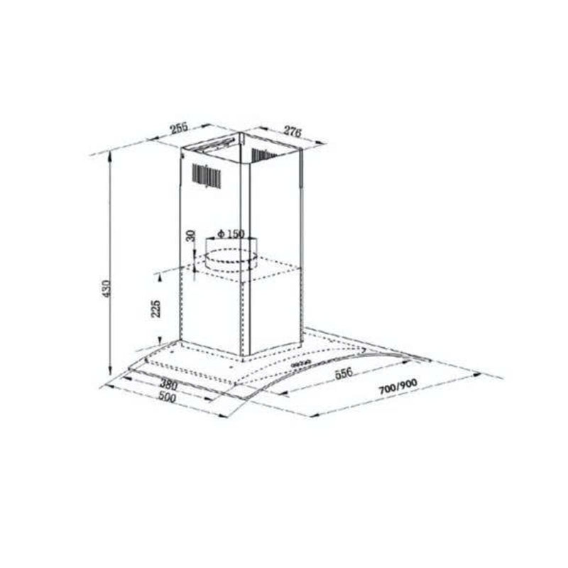Kích thước chi tiết máy hút mùi GrandX GX H70C62 phù hợp mọi không gian