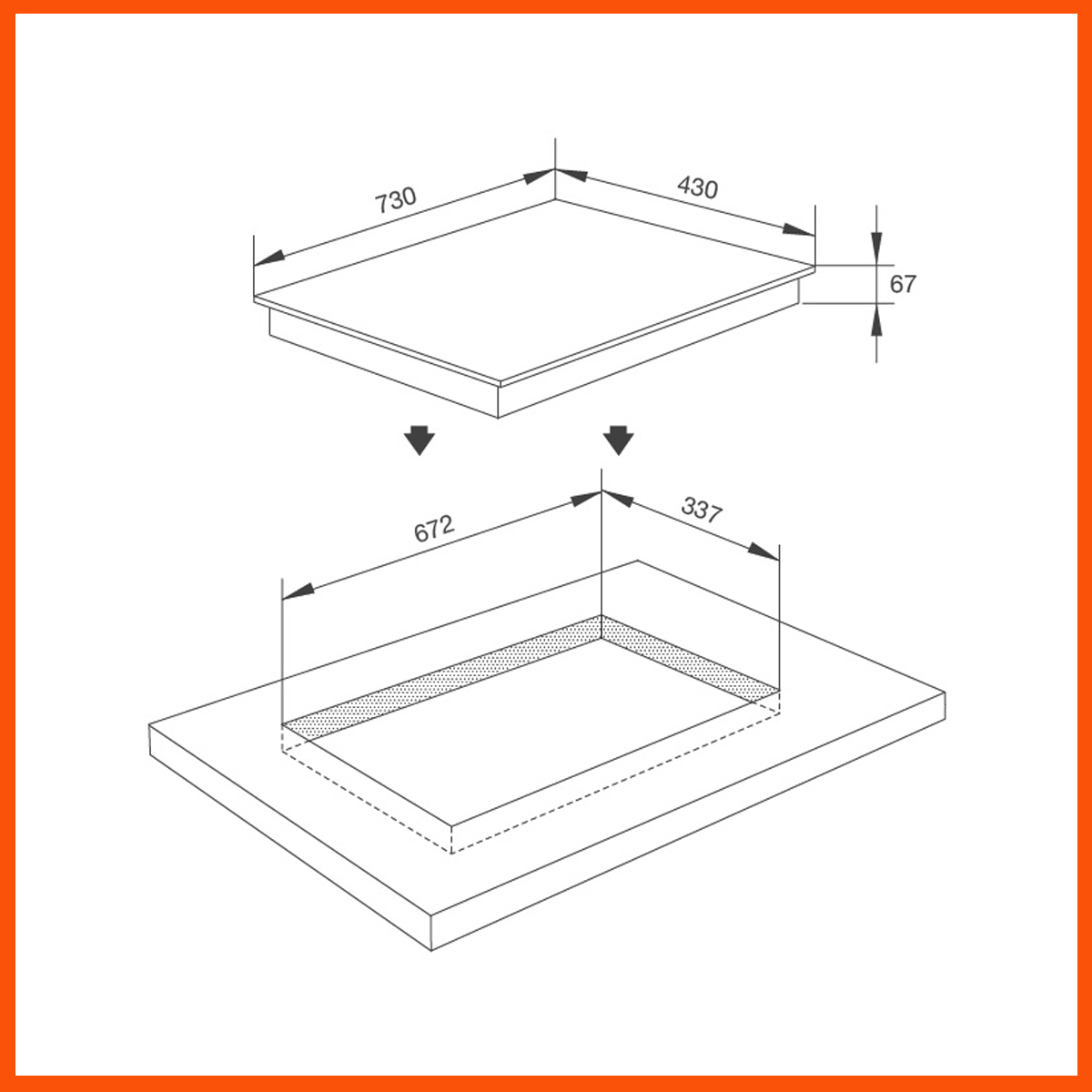 Kích thước lắp đặt bếp từ MALLOCA 732 SL chuẩn kỹ thuật