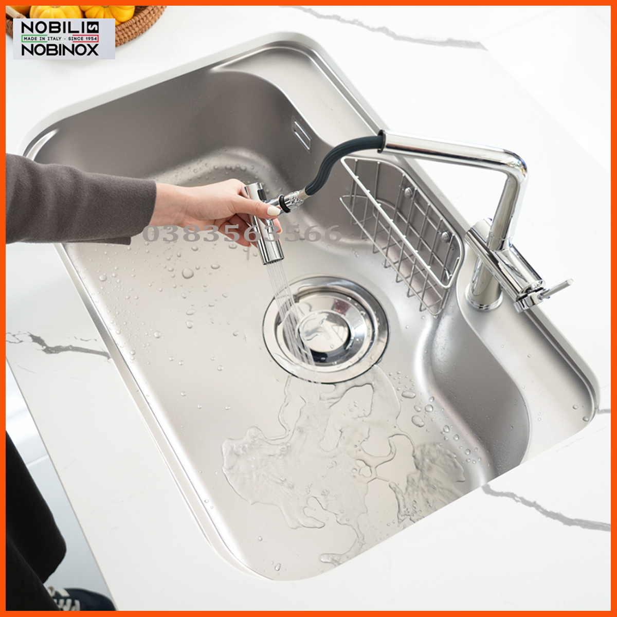 Lòng chậu sâu Nobinox ROSA NN975D, bo góc R10 dễ vệ sinh, hạn chế đọng bẩn