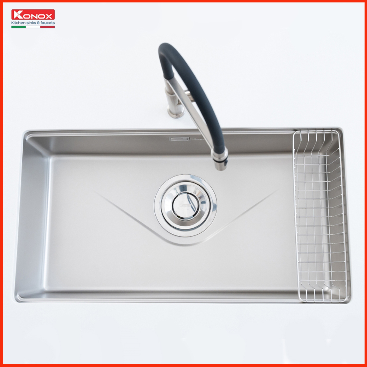 Bề mặt inox chống xước của chậu Konox TARI 8748SR