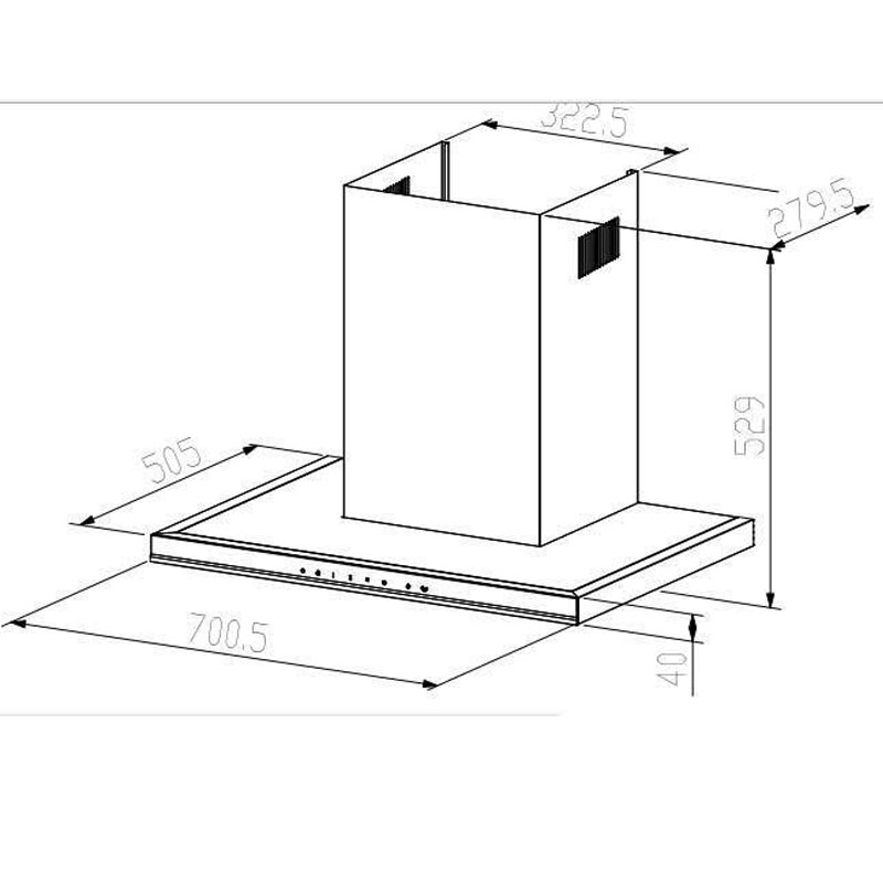 Thông số kỹ thuật máy hút mùi chữ T Canzy CZ TS700SS