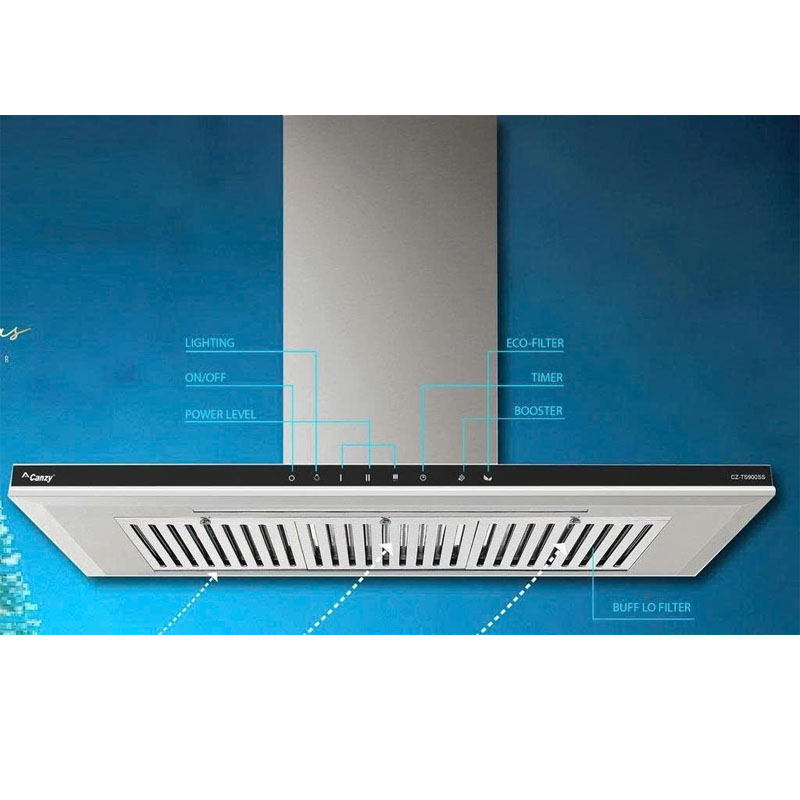 Bảng điều khiển phím nhấn cơ học dễ sử dụng trên máy hút mùi Canzy CZ TS900SS