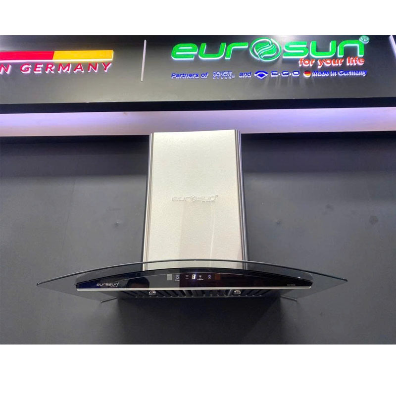 Máy hút mùi Eurosun EH-90K35 – thiết kế kính cong sang trọng, hiệu suất hút mạnh ±950m³/h